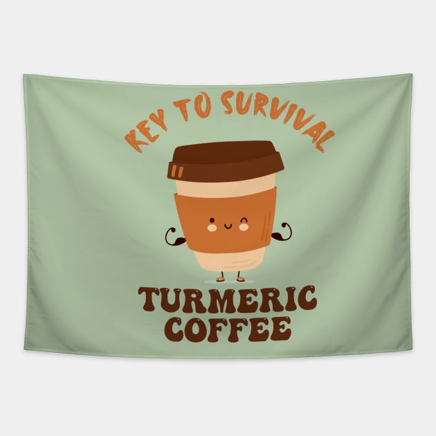 Key to Survival - Turmeric Coffee Tapestry by Blended Designs