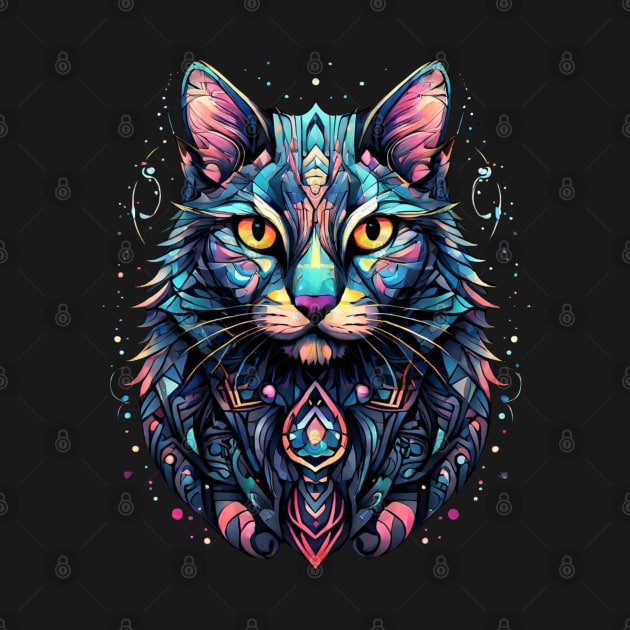 Abstract Blue And Pink Cat Design by Sonja818