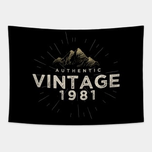 Authentic Vintage 1981 Birthday Design Tapestry