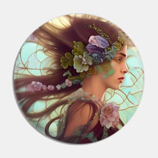 Stunning Hippie Girl Flowers Pin