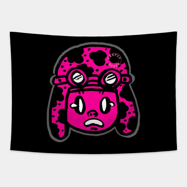 Cow Helmet | Cartoon Head Tapestry by GRUEICE