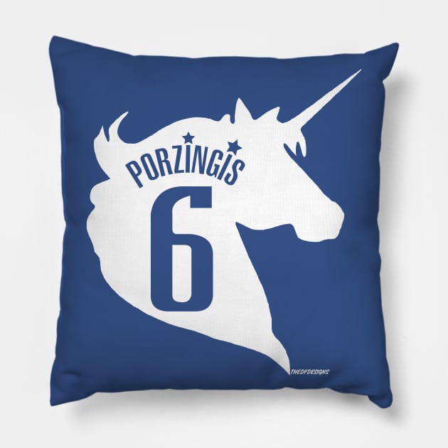 The Unicorn - Kristaps Porzingis Pillow by THEDFDESIGNS