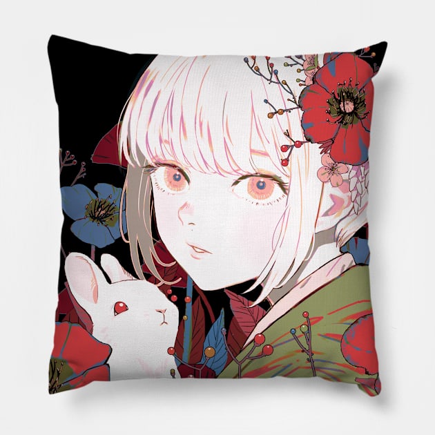 Bunny Girl Pillow by Ziyaillust