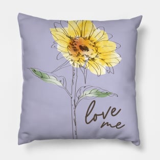 Sunflower lover gift, Sunflower illustration Pillow