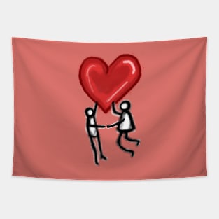 Love heart graffiti - simple Valentines day gift Tapestry