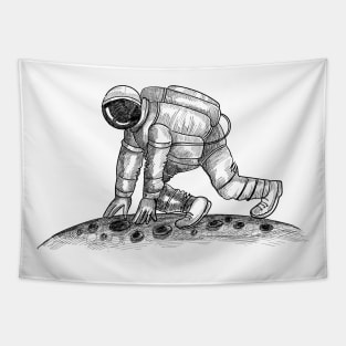 Astronaut Walking On Moon Tapestry