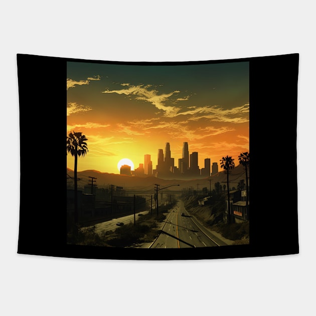 City skyline Tapestry by ComicsFactory