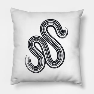 Minimalist black and white charcoal curve sketch Pillow