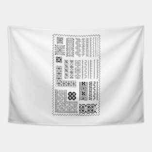 Tribal style Test pattern Black on default Ecru background Tapestry