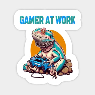 Busy Dragon Gamer Video Game Gecko Lizard Magnet