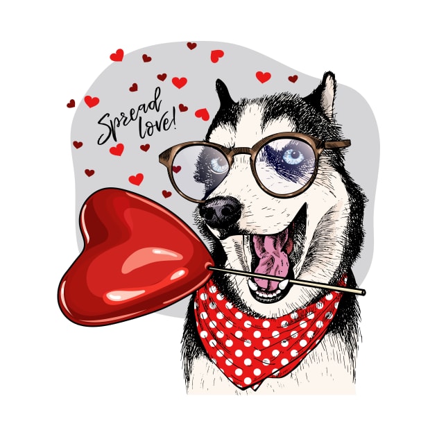 siberian husky spread love by bignosestudios