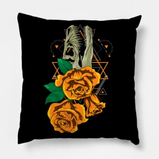 retro skull rose Pillow