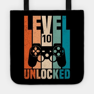 Level 10 Unlocked T-Shirt - 10th Birthday Gift Tote