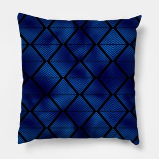 Lined Diamonds in Black and Classic Blue Vintage Faux Foil Art Deco Vintage Foil Pattern Pillow