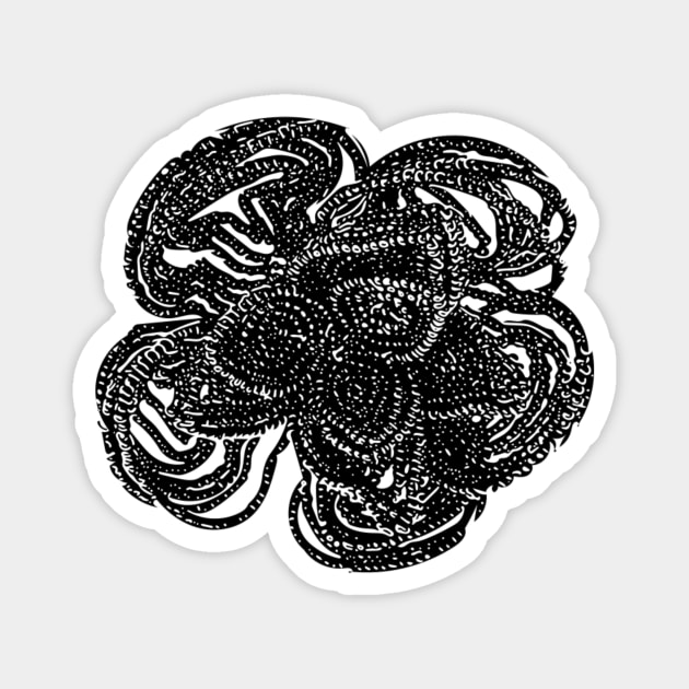 Striking black and white beaded floral design Magnet by annaleebeer