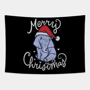 Merry Christmas Elephant Tapestry