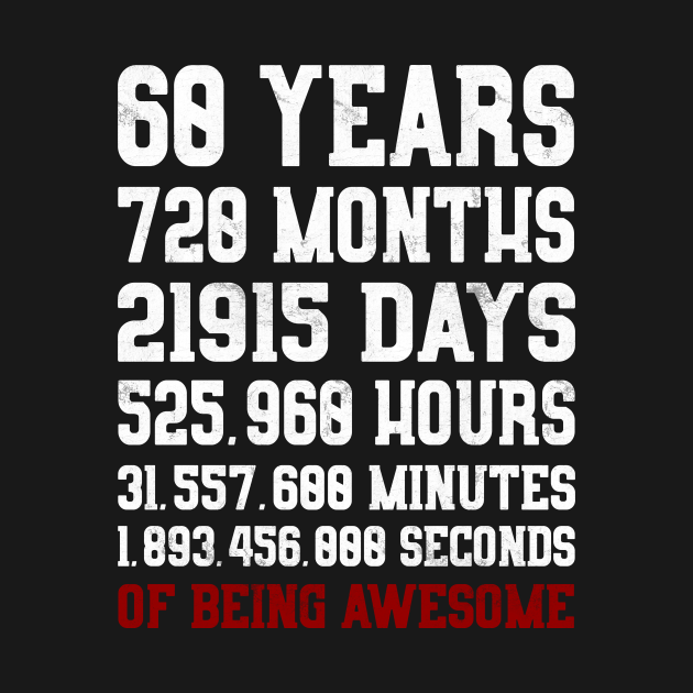 60 Years of being awesome Shirt 60th birthday Party - 60 Yrs Old - Long ...