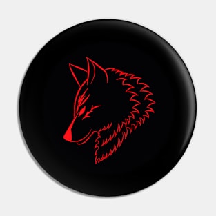 Red wolf head Pin