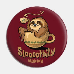 Coffee Sloth Waking Pin