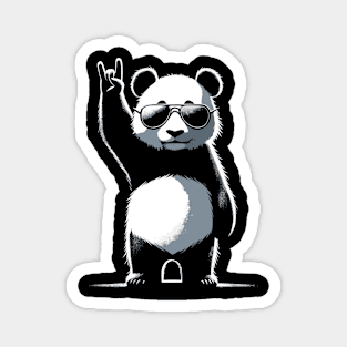 Retro Panda Rock Music Gift Funny Panda Magnet