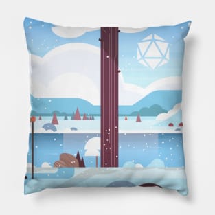 Snowy Hiking Adventure Polyhedral D20 Dice Sun RPG Landscapes Pillow