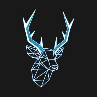 Geometric Blue Light line Stag Low-poly Head T-Shirt