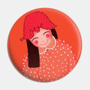 Happy girl with Love hat smiling, version 2 Pin