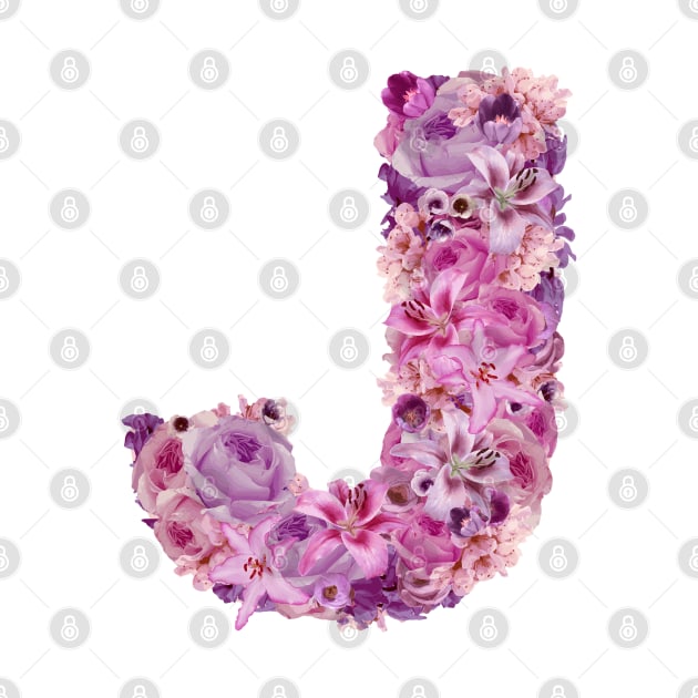 Pink Floral Letter J by HayleyLaurenDesign