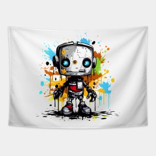 Cute cartoon Robot. Funny cyborg. Tapestry