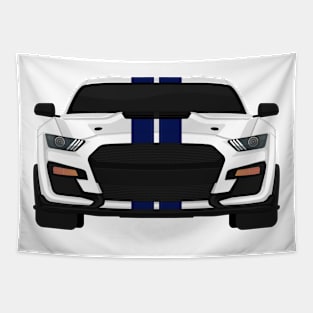 Shelby GT500 2020 Oxford-White + Kona-Blue Stripes Tapestry