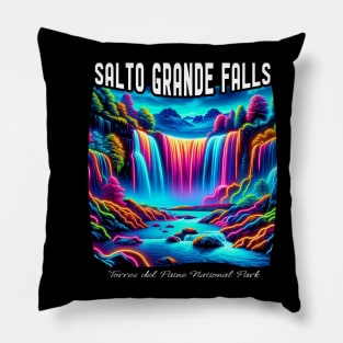 Chilean Torres Del Paine Salto Grande Falls Neon Glow Pillow