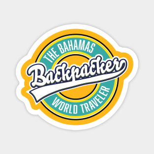 The Bahamas backpacker world traveler logo. Magnet