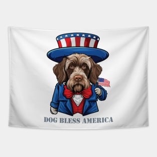 Funny 4th of July Wirehaired Pointing Griffon Dog Bless America Tapestry