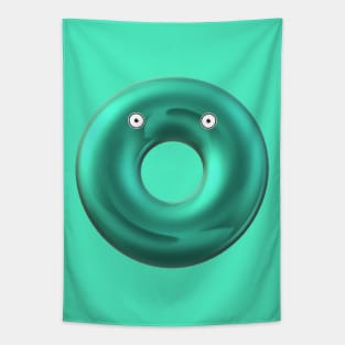 A Surprised Green Donut Tapestry