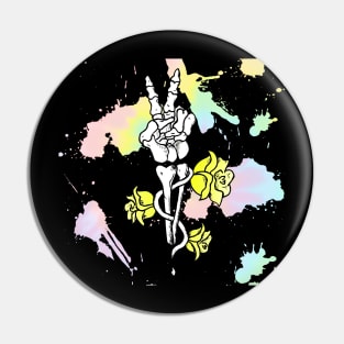 Retro Rainbow Skeleton Peace Design Pin