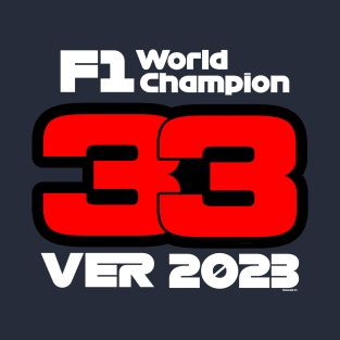 Max Verstappen 2023 F1 Champion White Text T-Shirt