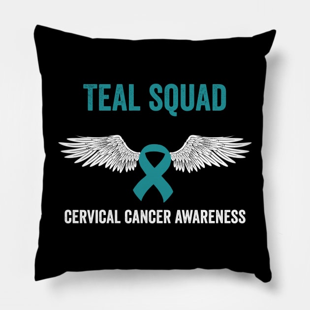 cervical cancer teal squad - gynecological cancer awareness month Pillow by Merchpasha1