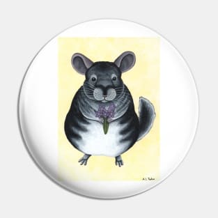 Chinchilla with Flowers Pin