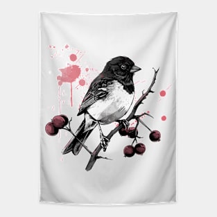 Dark eyed junco on a branch Tapestry