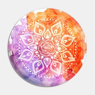 Sunset Watercolor Mandala Pin