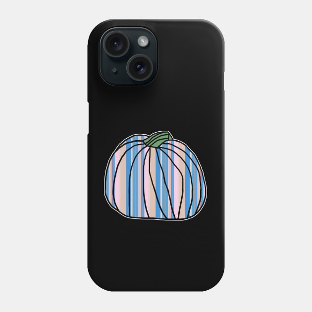 Halloween Horror Pumpkin Light Blue Pink Stripes Phone Case by ellenhenryart