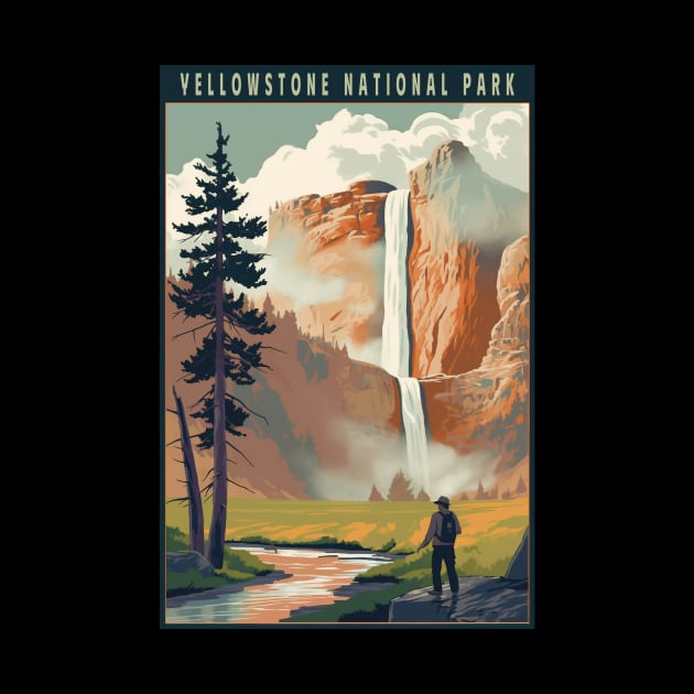 Yellowstone National Park Vintage Poster by GreenMary Design