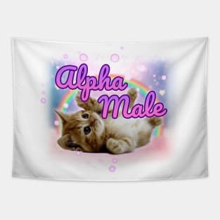 Alpha Male Cat Meme Tapestry