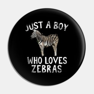 Just A Boy Who Loves Zebras Pin