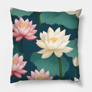 Serenity Blooms: Timeless Lotus Flower Pattern Pillow