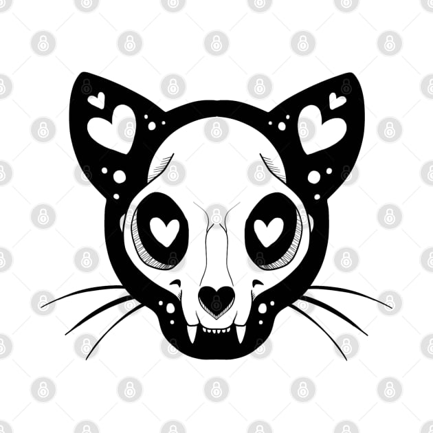 Skull kitty by Jurassic Ink