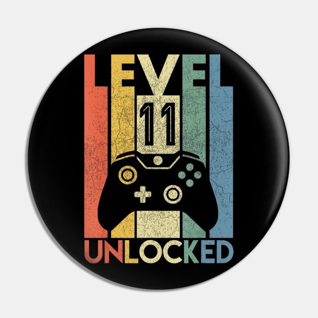 Level 11 Unlocked Shirt Funny Video Gamer 11th Birthday Gift Pin by martinyualiso