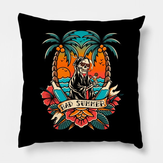 Summer skull Pillow by ILLUSTRA.13