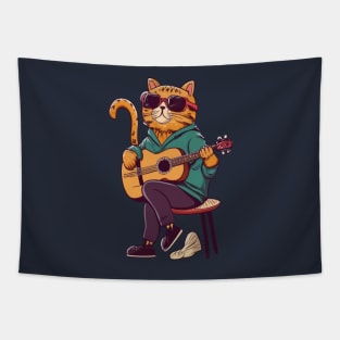 Drum n bass singing DJ Cat music T-shirt for Birthday Gift Tapestry