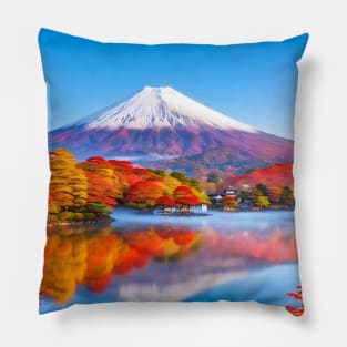 Mountain Fuji with morning fog Pillow